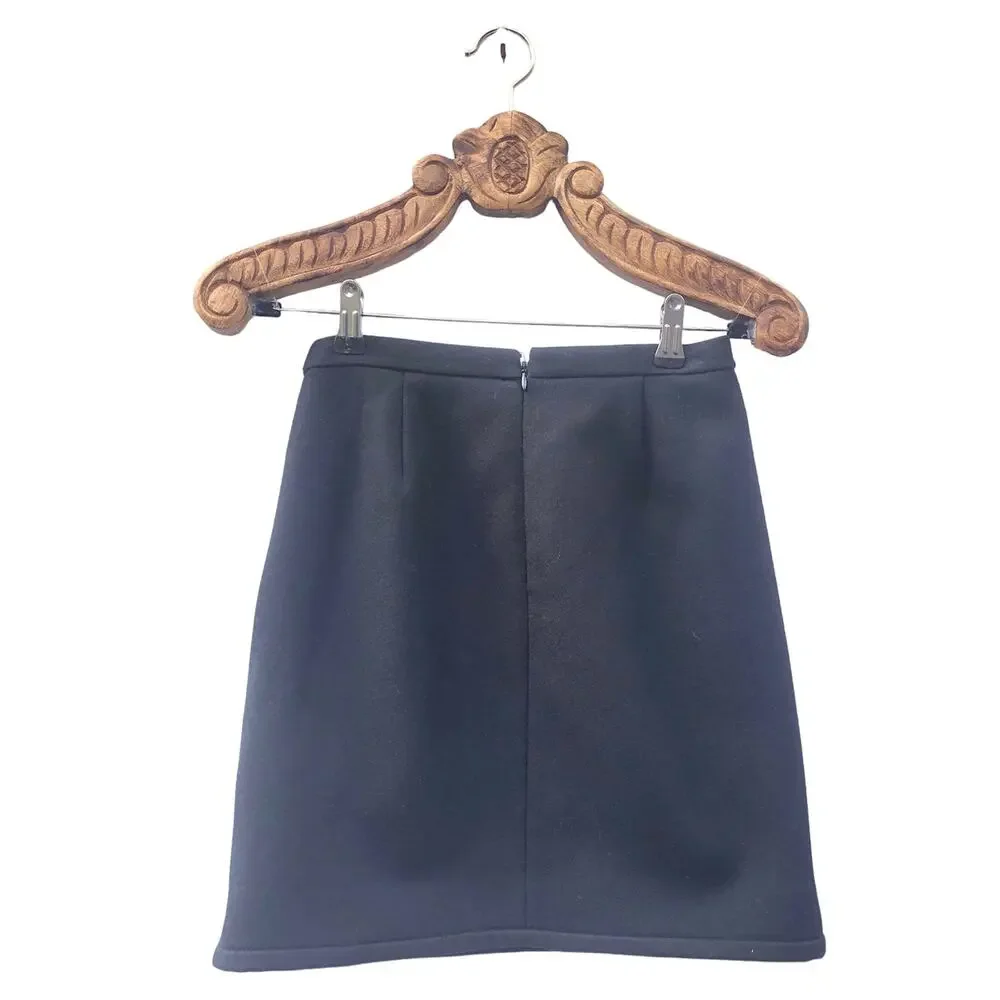 J. Crew Skirt Double Front Notch Wool Mini Black Dark Academia Preppy 00